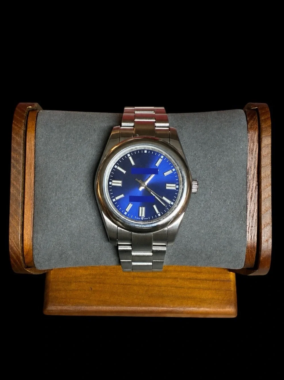 Men’s R. Watch Silver - Tone Band Blue Sapphire Dial
